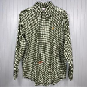 Brooks Brothers Plaid Button Down Shirt Gold Logo